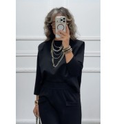 Μπλούζα με βάτες μαύρη Μπλούζα με βάτες μαύρη