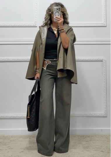 Eco leather κάπα-jacket