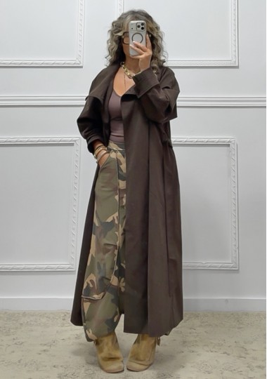 Oversized καμπαρντίνα καφέ