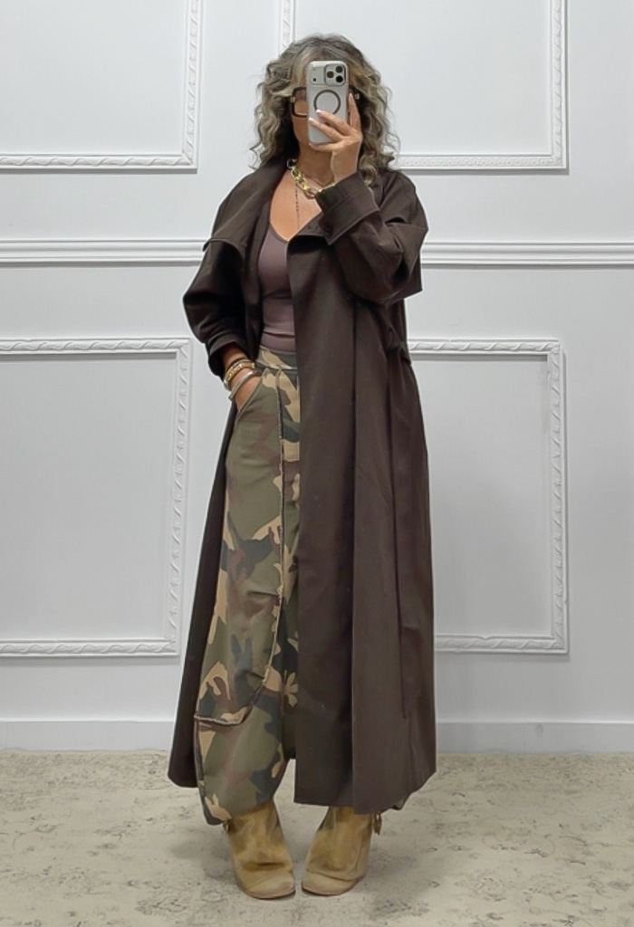 Oversized καμπαρντίνα καφέ Oversized καμπαρντίνα καφέ
