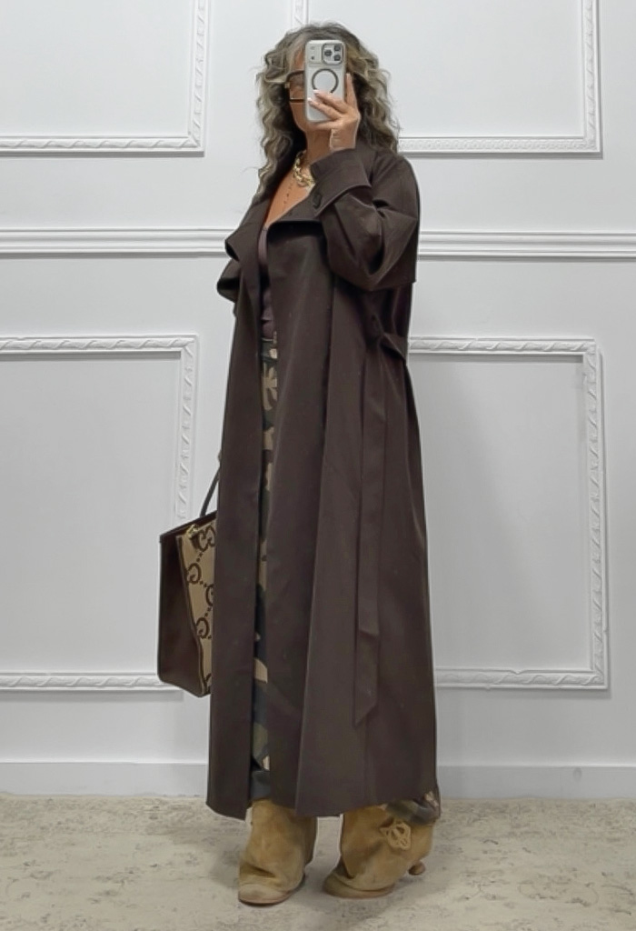 Oversized καμπαρντίνα καφέ Oversized καμπαρντίνα καφέ