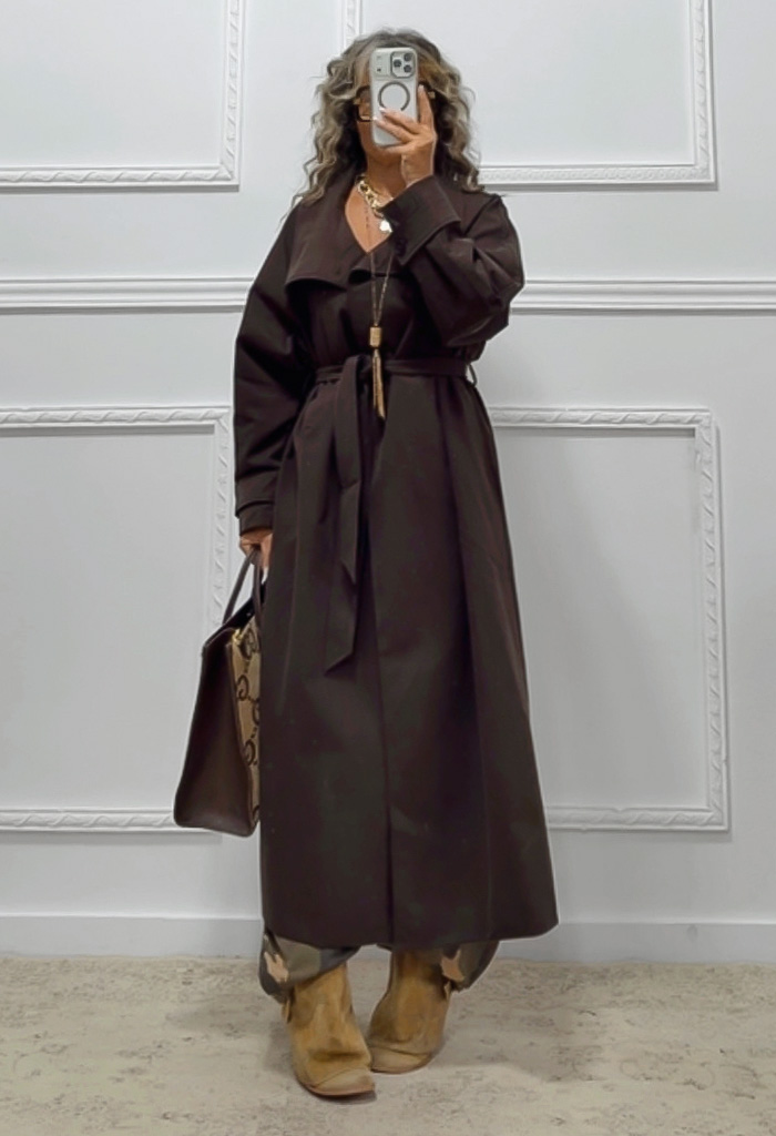 Oversized καμπαρντίνα καφέ Oversized καμπαρντίνα καφέ