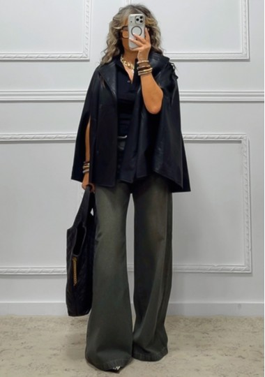 Eco leather κάπα-jacket