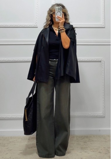 Eco leather κάπα-jacket