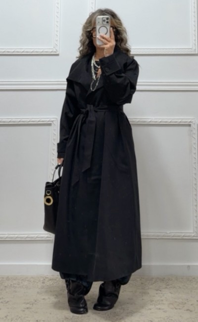 Oversized καμπαρντίνα μαύρη Oversized καμπαρντίνα μαύρη