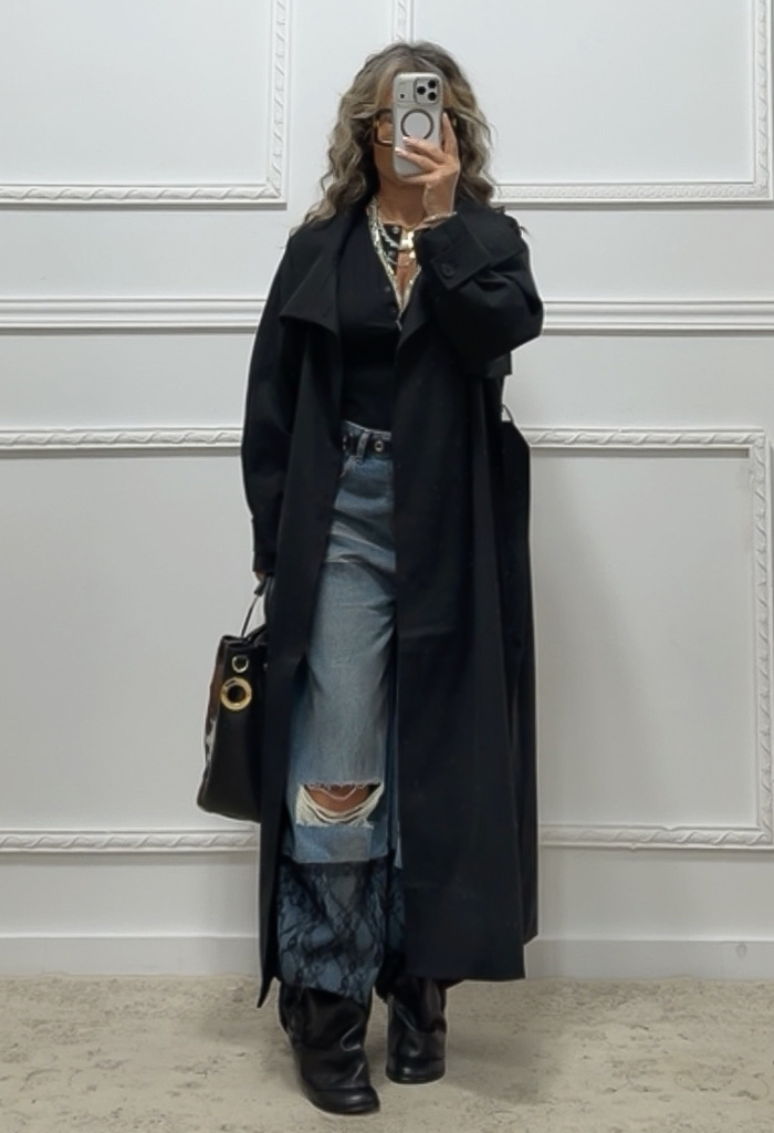 Oversized καμπαρντίνα μαύρη Oversized καμπαρντίνα μαύρη