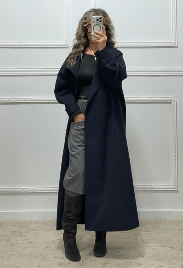 Oversized καμπαρντίνα μπλε Oversized καμπαρντίνα μπλε