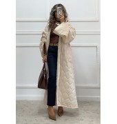Μακρύ καπιτονέ παλτό εκρού Μακρύ καπιτονέ παλτό εκρού