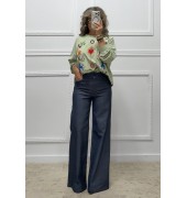 Wide leg τζιν παντελόνι μπλε