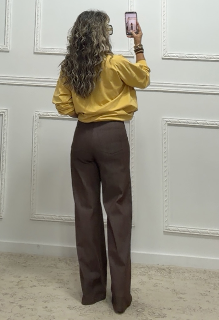 Wide leg τζιν παντελόνι καφέ