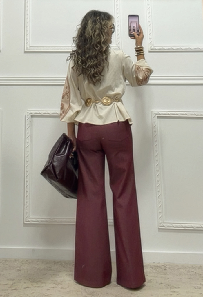 Wide leg τζιν παντελόνι μπορντό Wide leg τζιν παντελόνι μπορντό