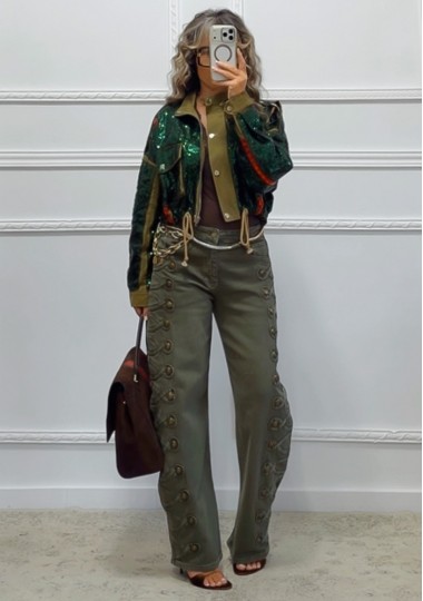 Cropped jacket με παγιέτες