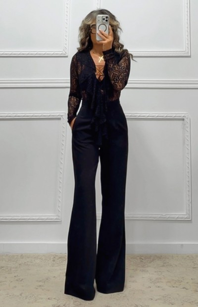 Wide leg παντελόνι μαύρο