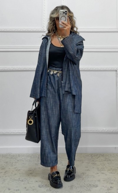 Denim σετ παντελόνι-jacket Denim σετ παντελόνι-jacket