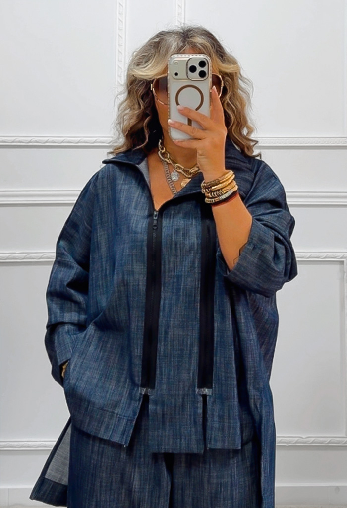 Denim σετ παντελόνι-jacket