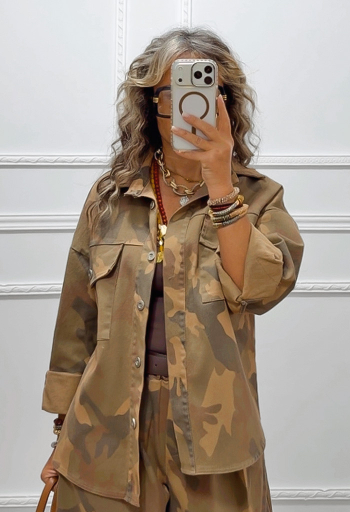 Denim πανωφόρι army print Denim πανωφόρι army print