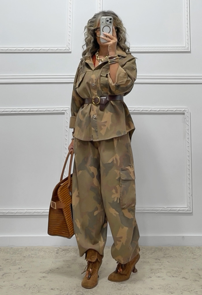 Denim πανωφόρι army print Denim πανωφόρι army print