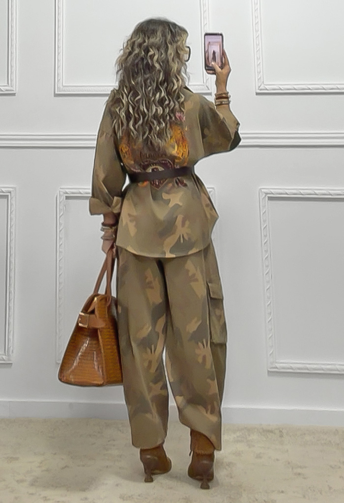 Denim πανωφόρι army print Denim πανωφόρι army print