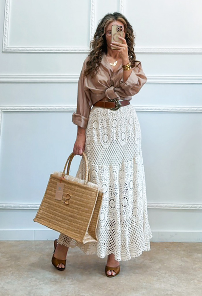Φούστα crochet μπεζ