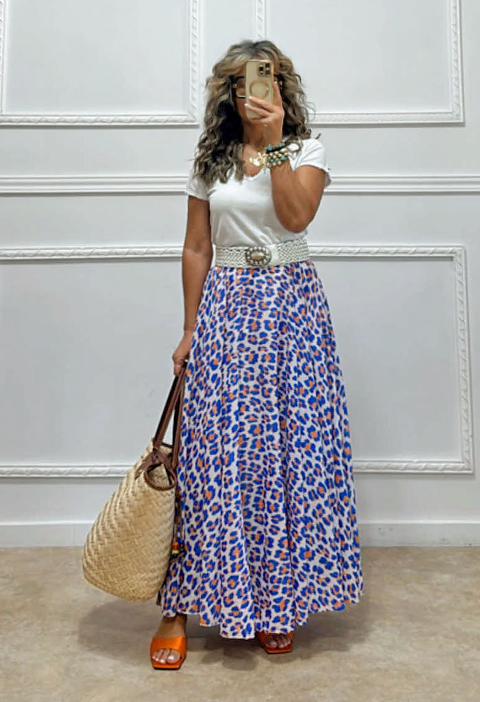 Φούστα animal print μπλε