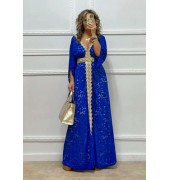 Maxi φόρεμα από δαντέλα μπλε ηλεκτρίκ