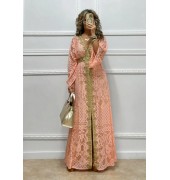 Maxi φόρεμα από δαντέλα nude