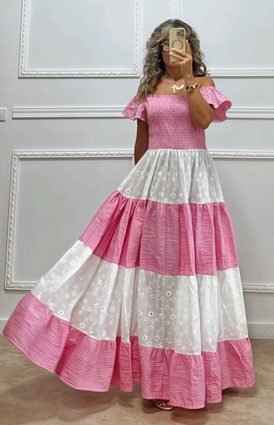 Μακρύ φόρεμα κιπούρ με καρό