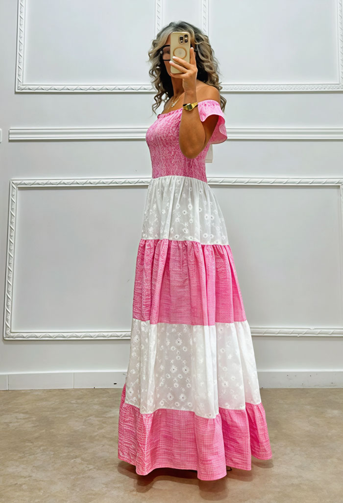 Μακρύ φόρεμα κιπούρ με καρό