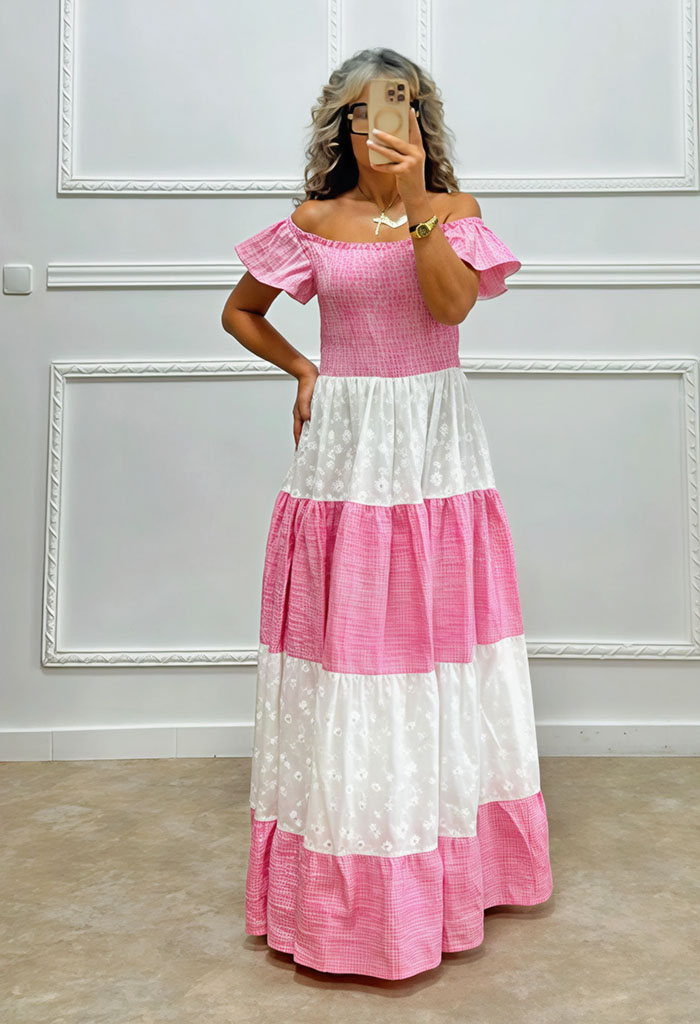 Μακρύ φόρεμα κιπούρ με καρό