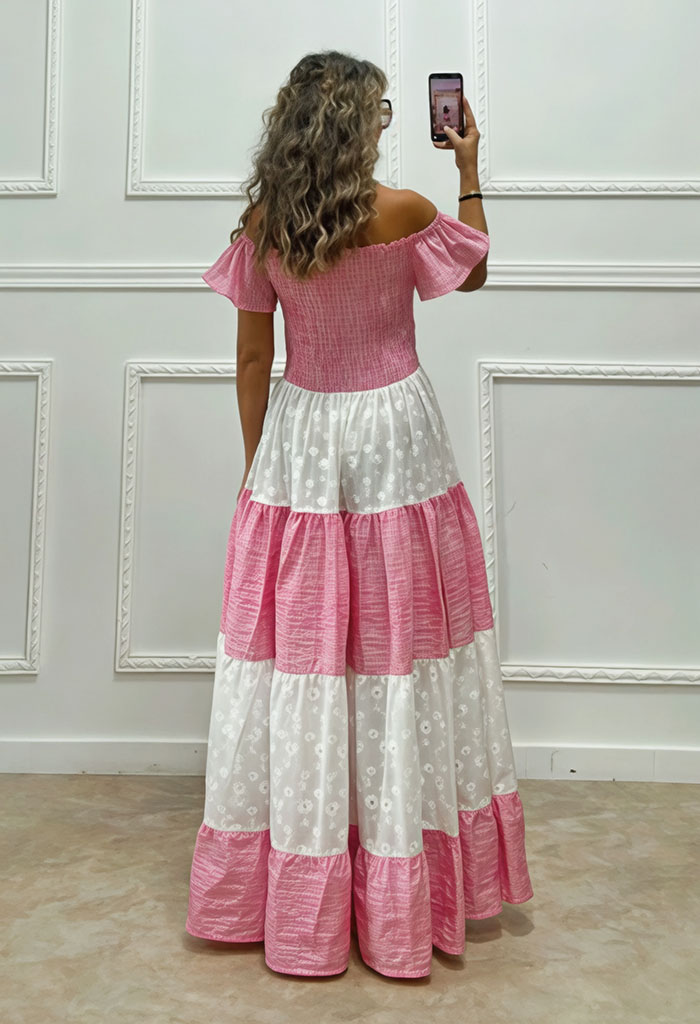 Μακρύ φόρεμα κιπούρ με καρό