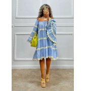 Καρό off-shoulder φόρεμα