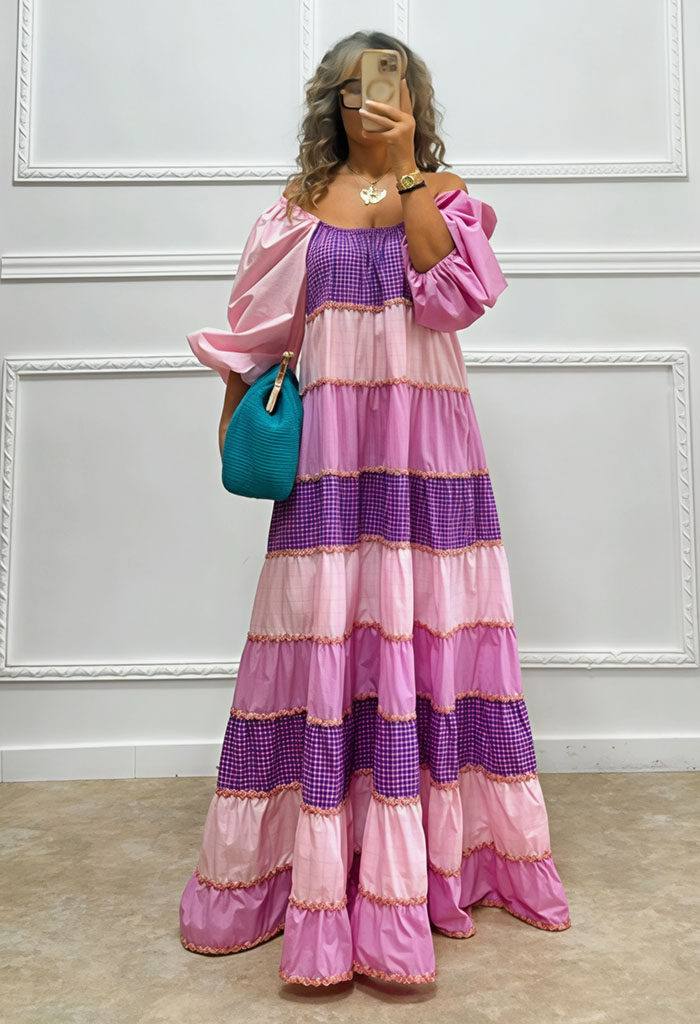 Maxi patchwork φόρεμα