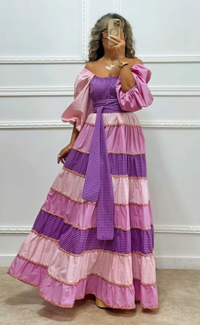 Maxi patchwork φόρεμα