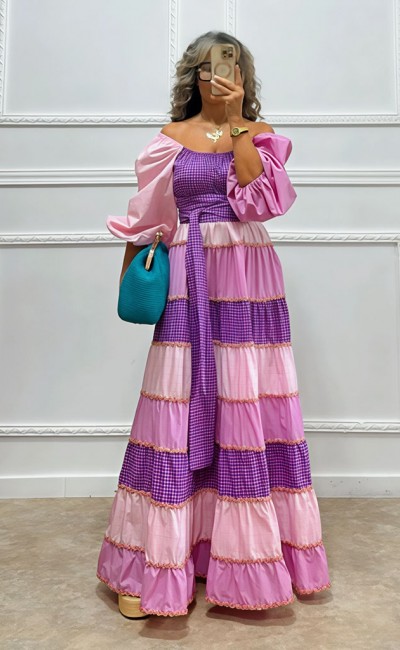 Maxi patchwork φόρεμα