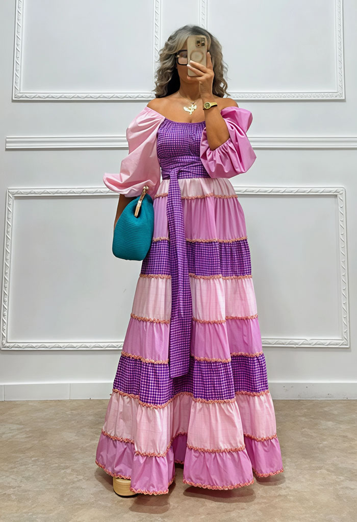 Maxi patchwork φόρεμα