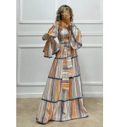 Maxi ριγέ φόρεμα πολύχρωμο