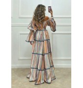 Maxi ριγέ φόρεμα πολύχρωμο