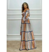 Maxi ριγέ φόρεμα πολύχρωμο