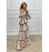 Maxi ριγέ φόρεμα πολύχρωμο