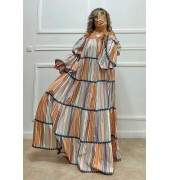 Maxi ριγέ φόρεμα πολύχρωμο