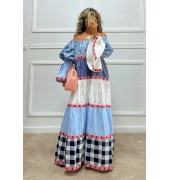 Μακρύ φόρεμα με λάστιχο στους ώμους