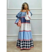 Μακρύ φόρεμα με λάστιχο στους ώμους