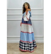 Μακρύ φόρεμα με λάστιχο στους ώμους