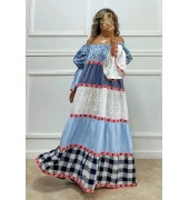 Μακρύ φόρεμα με λάστιχο στους ώμους