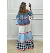 Μακρύ φόρεμα με λάστιχο στους ώμους