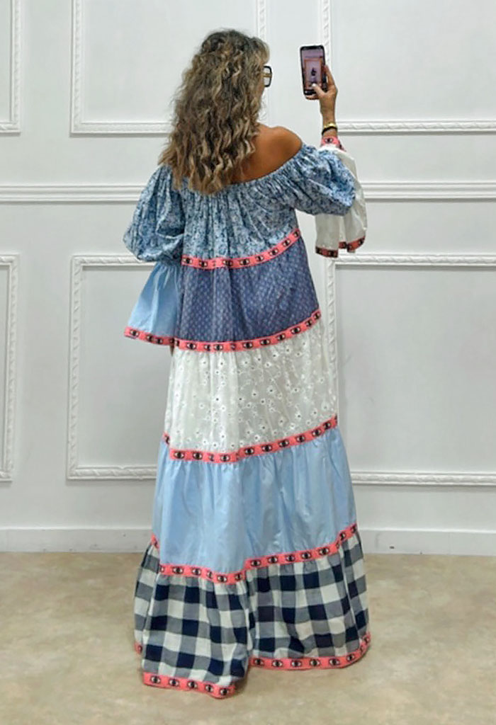 Μακρύ φόρεμα με λάστιχο στους ώμους