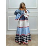 Μακρύ φόρεμα με λάστιχο στους ώμους