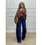 Barrel τζιν σκούρο μπλε