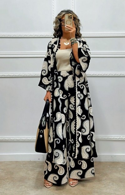 Σετ με κέντημα λαχούρι μαύρο