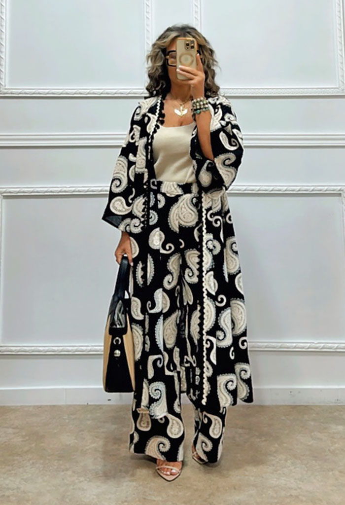 Σετ με κέντημα λαχούρι μαύρο